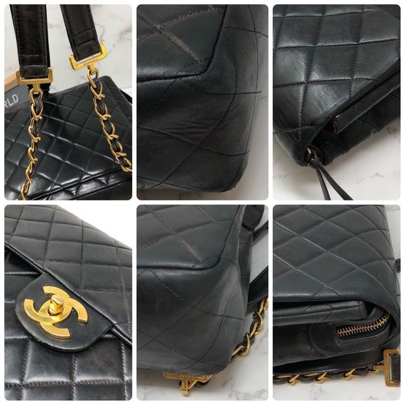 CHANEL Vintage 24K Gold Lambskin Leather Metalasse Quilted Backpack main image 9